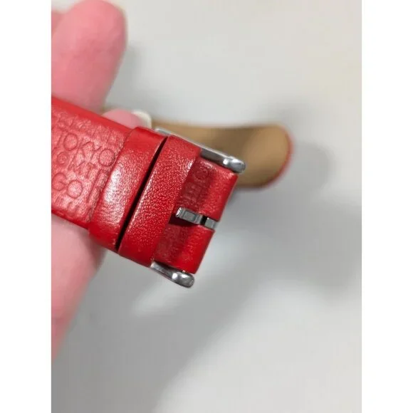 Elle Womens Dual Time Watch Airplane Travel Crystal Accent Red Leather Band - Picture 15 of 15